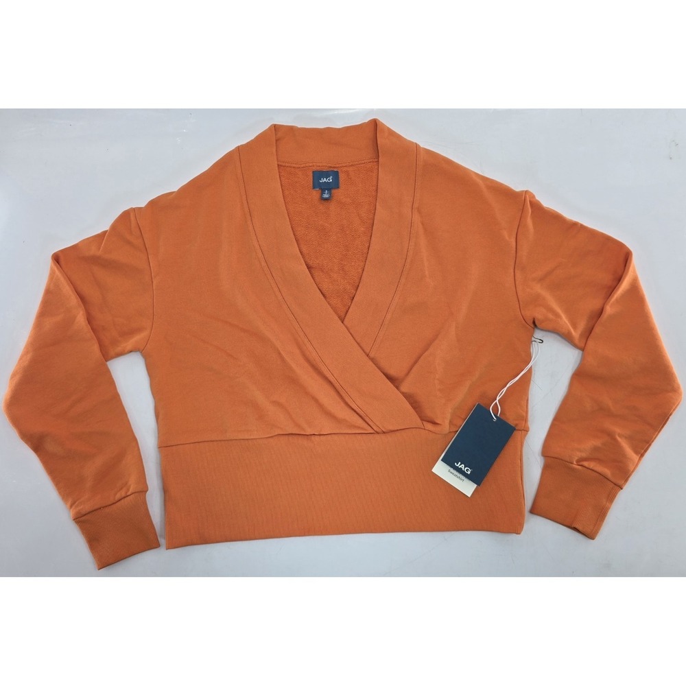 Jag Jeans cross front Sweatshirt Orange Amber Knit - Sz Small 100% cotton